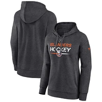 Women's Fanatics  Heather Charcoal New York Islanders Authentic Pro Pullover Hoodie