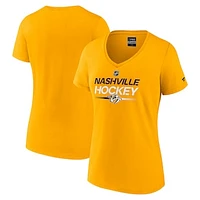 Women's Fanatics Gold Nashville Predators Authentic Pro Primary V-Neck T-Shirt