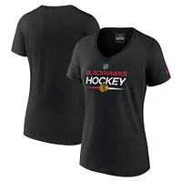 Women's Fanatics  Black Chicago Blackhawks Authentic Pro V-Neck T-Shirt