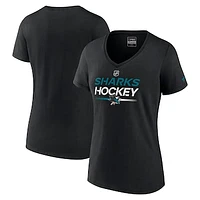 Women's Fanatics  Black San Jose Sharks Authentic Pro V-Neck T-Shirt