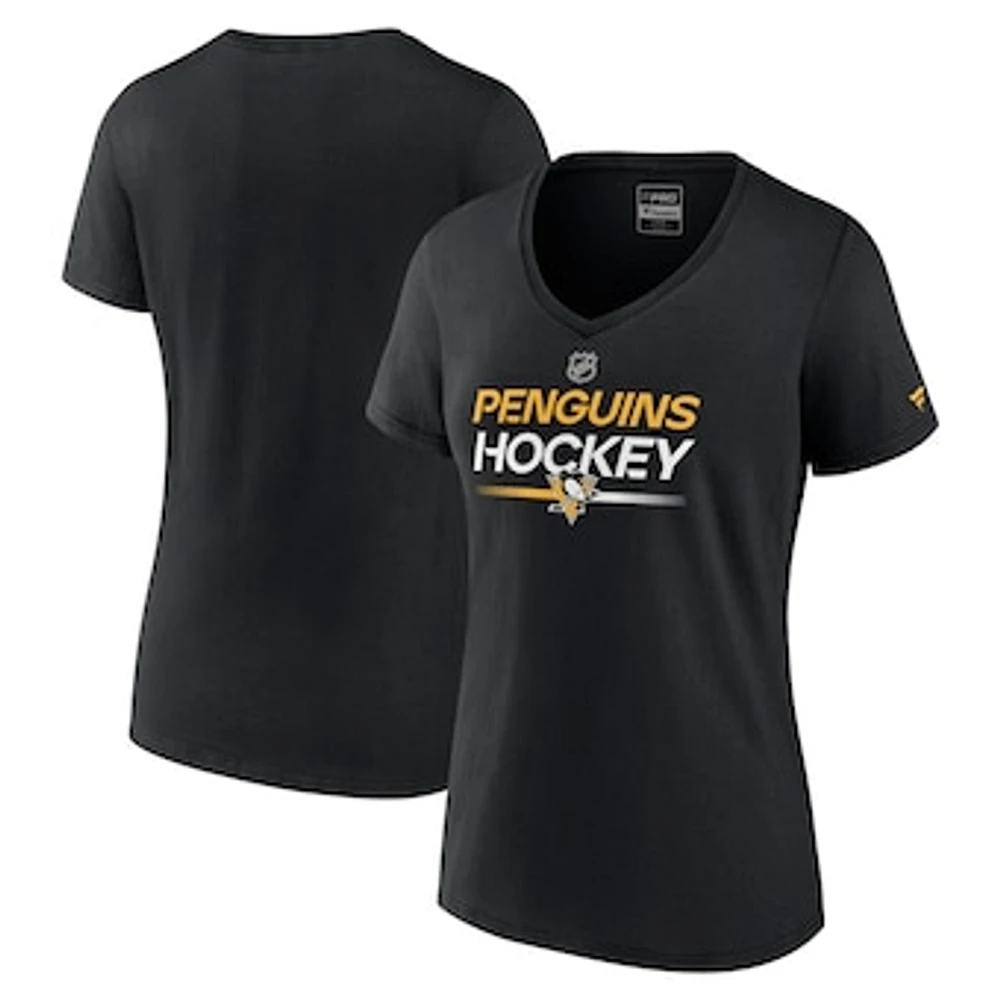 Women's Fanatics  Black Pittsburgh Penguins Authentic Pro V-Neck T-Shirt