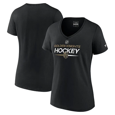 Women's Fanatics  Black Vegas Golden Knights Authentic Pro V-Neck T-Shirt