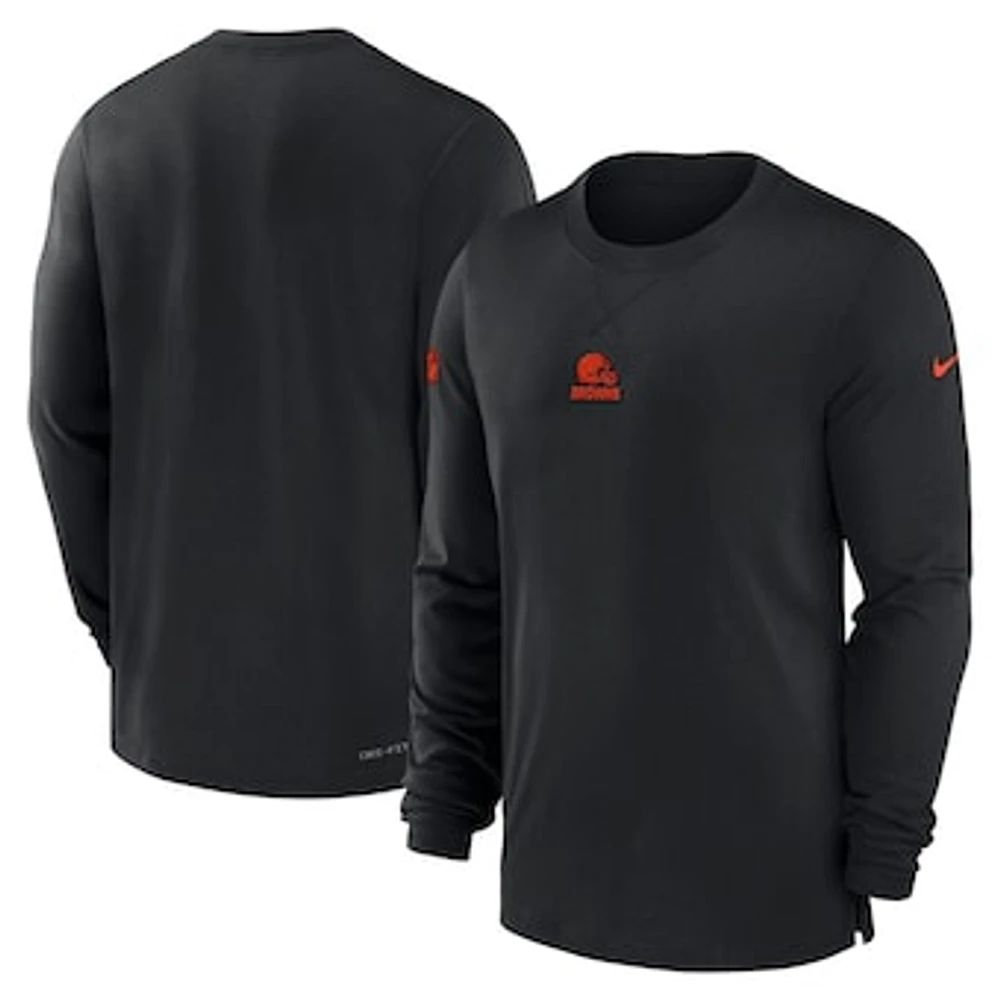 Men's Nike Black Cleveland Browns Sideline Performance Long Sleeve T-Shirt