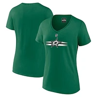 Women's Fanatics Kelly Green Dallas Stars Authentic Pro Secondary V-Neck T-Shirt