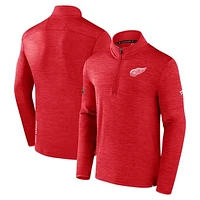 Men's Fanatics  Heather Red Detroit Wings Authentic Pro Quarter-Zip Pullover Top