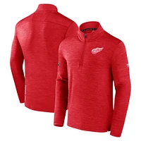 Men's Fanatics  Heather Red Detroit Wings Authentic Pro Quarter-Zip Pullover Top