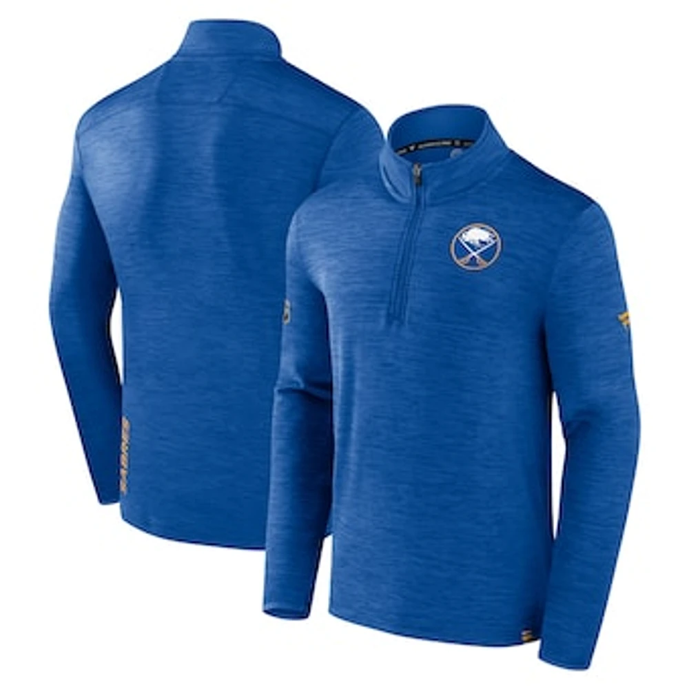 Men's Fanatics  Heather Royal Buffalo Sabres Authentic Pro Quarter-Zip Pullover Top