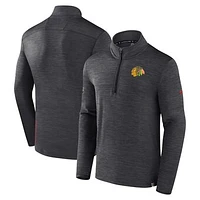 Men's Fanatics  Heather Charcoal Chicago Blackhawks Authentic Pro Quarter-Zip Pullover Top