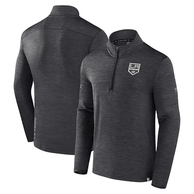 Men's Fanatics  Heather Charcoal Los Angeles Kings Authentic Pro Quarter-Zip Pullover Top