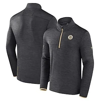 Men's Fanatics  Heather Charcoal Boston Bruins Authentic Pro Quarter-Zip Pullover Top