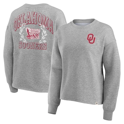 Women's Fanatics Heather Gray Oklahoma Sooners Ready Play Crew Pullover Sweatshirt