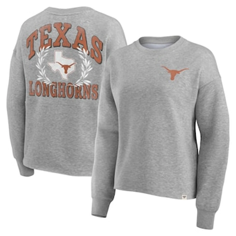 Women's Fanatics Heather Gray Texas Longhorns Ready Play Crew Pullover Sweatshirt