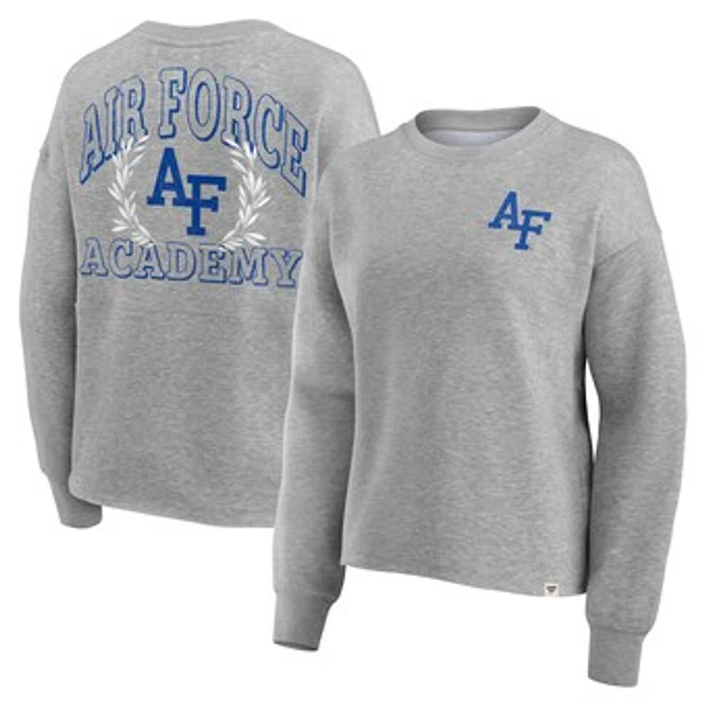 Women's Fanatics Heather Gray Air Force Falcons Ready Play Crew Pullover Sweatshirt