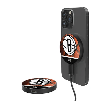Brooklyn Nets Basketball Design 10-Watt Wireless Magnetic Charger
