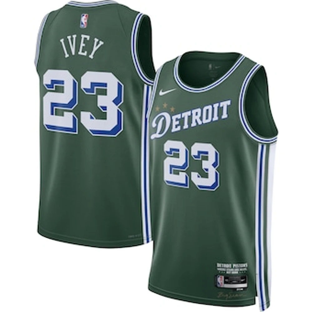 Men's Nike Jaden Ivey Green Detroit Pistons 2022/23 Swingman Jersey - City Edition