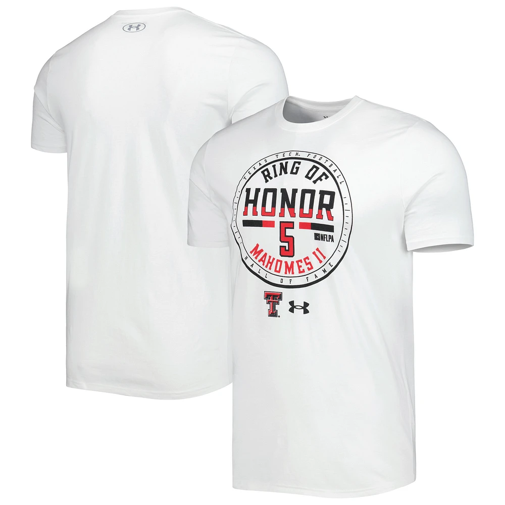 Men's Under Armour Patrick Mahomes White Texas Tech Red Raiders Ring of Honor T-Shirt