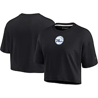 Women's Fanatics Black Philadelphia 76ers Elements Super Soft Boxy Cropped T-Shirt