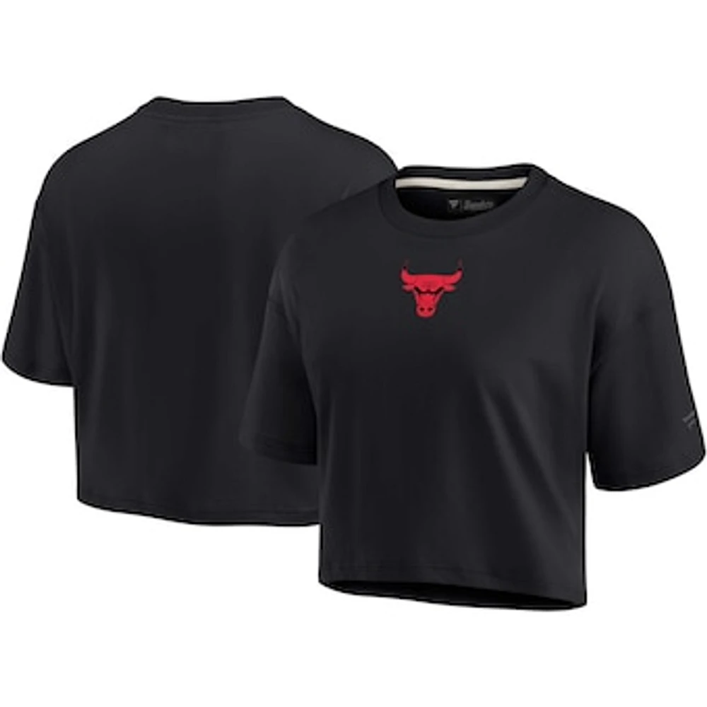 Women's Fanatics Black Chicago Bulls Elements Super Soft Boxy Cropped T-Shirt