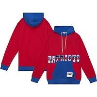 Men's Mitchell & Ness Red/Navy New England Patriots Big Tall Face Pullover Hoodie