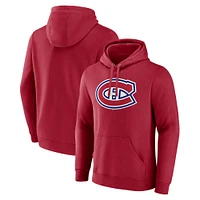 Men's Fanatics Red Montreal Canadiens Primary Logo Pullover Hoodie