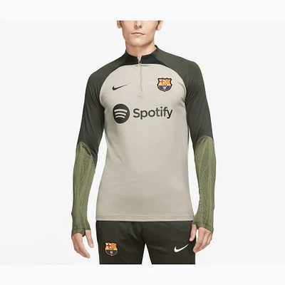 Men's Nike Tan Barcelona 2023/24 Strike Drill Performance Raglan Quarter-Zip Long Sleeve Top