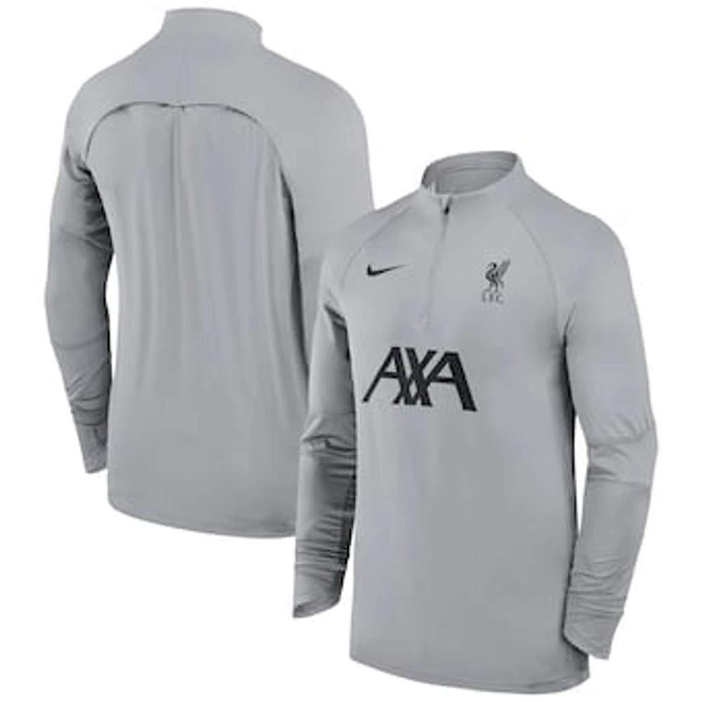 Men's Nike Gray Liverpool 2023/24 Strike Drill Raglan Quarter-Zip Top