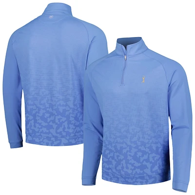 Men's Peter Millar Blue THE PLAYERS Perth Dip-Dye Camo Performance Raglan Quarter-Zip Top