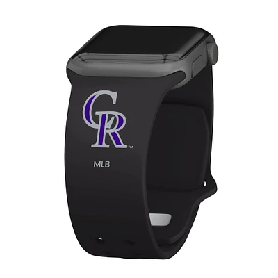 Black Colorado Rockies Logo Silicone Apple Watch Band