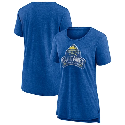 Women's Heather Blue Mexico City Capitanes Distressed Primary Tri-Blend T-Shirt