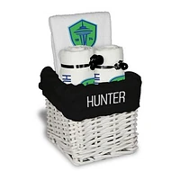 Infant White Seattle Sounders FC Personalized Small Gift Basket