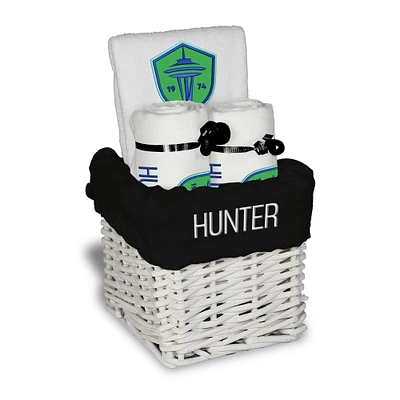 Infant White Seattle Sounders FC Personalized Small Gift Basket