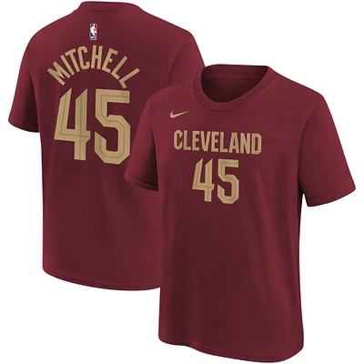 Youth Nike Donovan Mitchell Wine Cleveland Cavaliers Icon Edition Name & Number T-Shirt