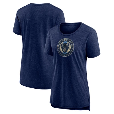 Women's Heather Navy Philadelphia Union Distressed Vintage Primary Tri-Blend T-Shirt