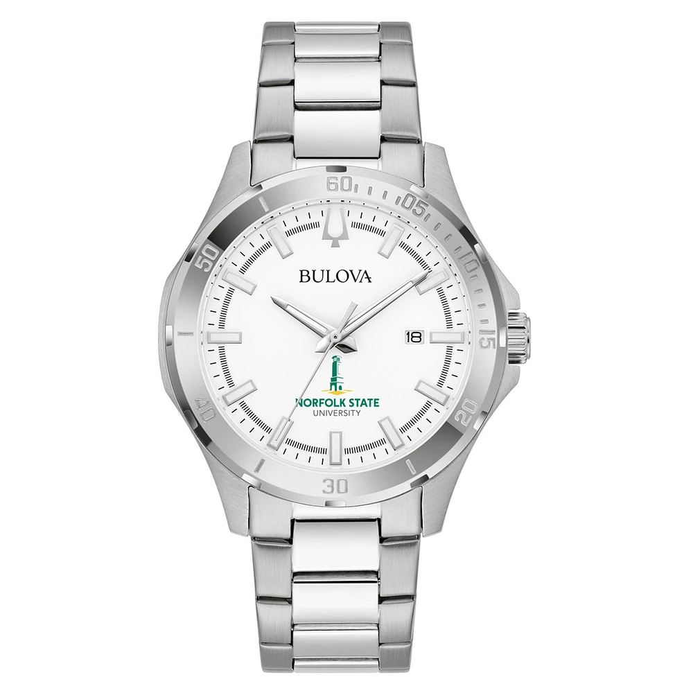 Men's Bulova Silver Norfolk State Spartans Stainless Steel Classic Sport Watch