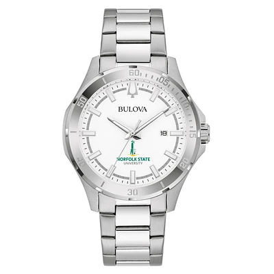 Men's Bulova Silver Norfolk State Spartans Stainless Steel Classic Sport Watch