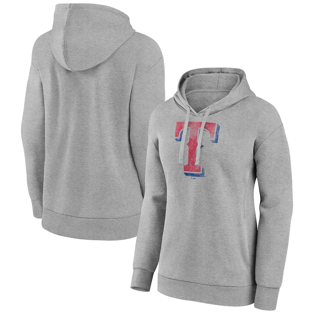 Women's Gray Texas Rangers Distressed Team Pullover Hoodie