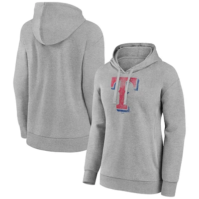 Women's Gray Texas Rangers Distressed Team Pullover Hoodie