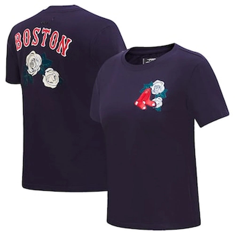 Women's Pro Standard Navy Boston Red Sox Roses Fitted T-Shirt