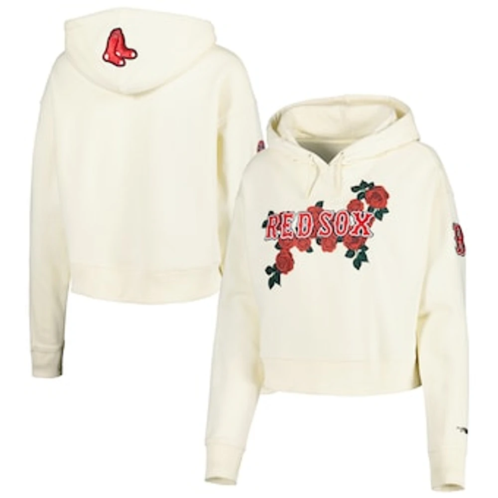 Women's Pro Standard Cream Boston Red Sox Roses Pullover Hoodie