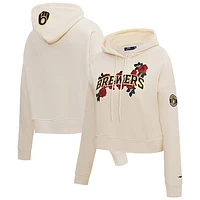 Women's Pro Standard Cream Milwaukee Brewers Roses Pullover Hoodie