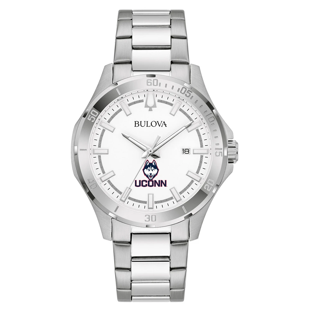 Men's Bulova Silver UConn Huskies Stainless Steel Classic Sport Watch