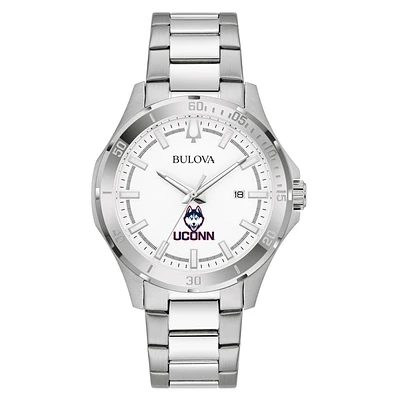 Men's Bulova Silver UConn Huskies Stainless Steel Classic Sport Watch