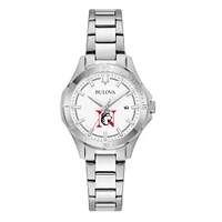 Women's Bulova Silver Northeastern Huskies Stainless Steel Classic Sport Watch