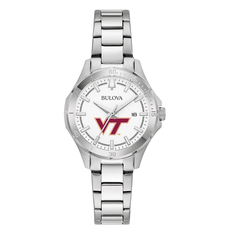 Women's Bulova Silver Virginia Tech Hokies Stainless Steel Classic Sport Watch