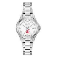 Women's Bulova Silver Washington State Cougars Stainless Steel Classic Sport Watch