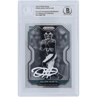 Jalen Hurts Philadelphia Eagles Autographed 2020 Panini Prizm Negative Variation White Ink #343 Beckett Fanatics Witnessed Authenticated Rookie Card