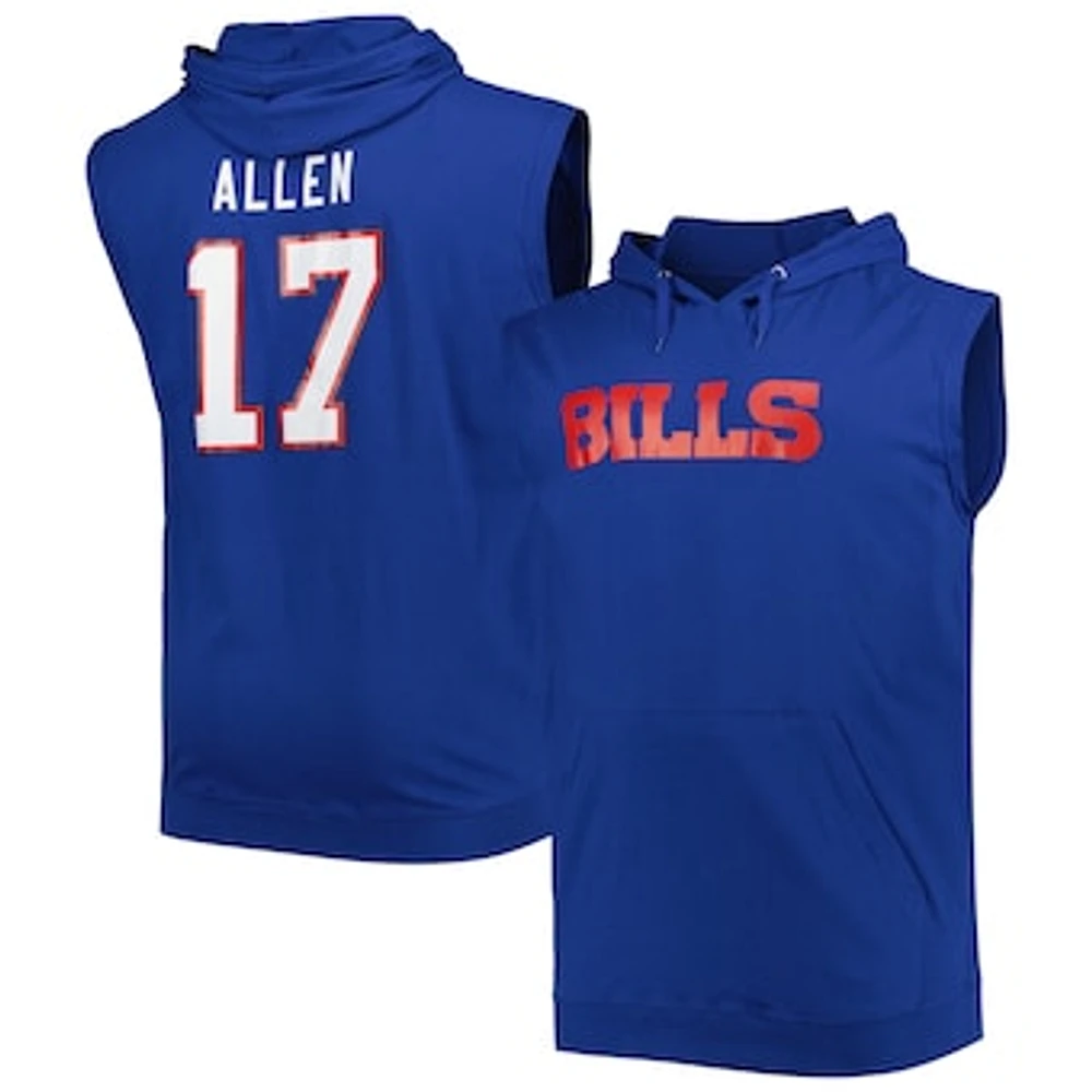 Men's Fanatics Josh Allen Royal Buffalo Bills Big & Tall Muscle Pullover Hoodie