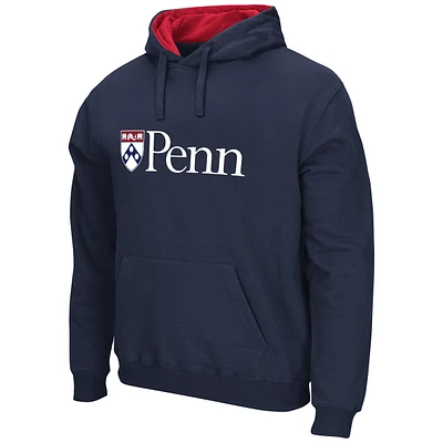 Men's Colosseum Navy Pennsylvania Quakers Team Arch and Logo Pullover Hoodie