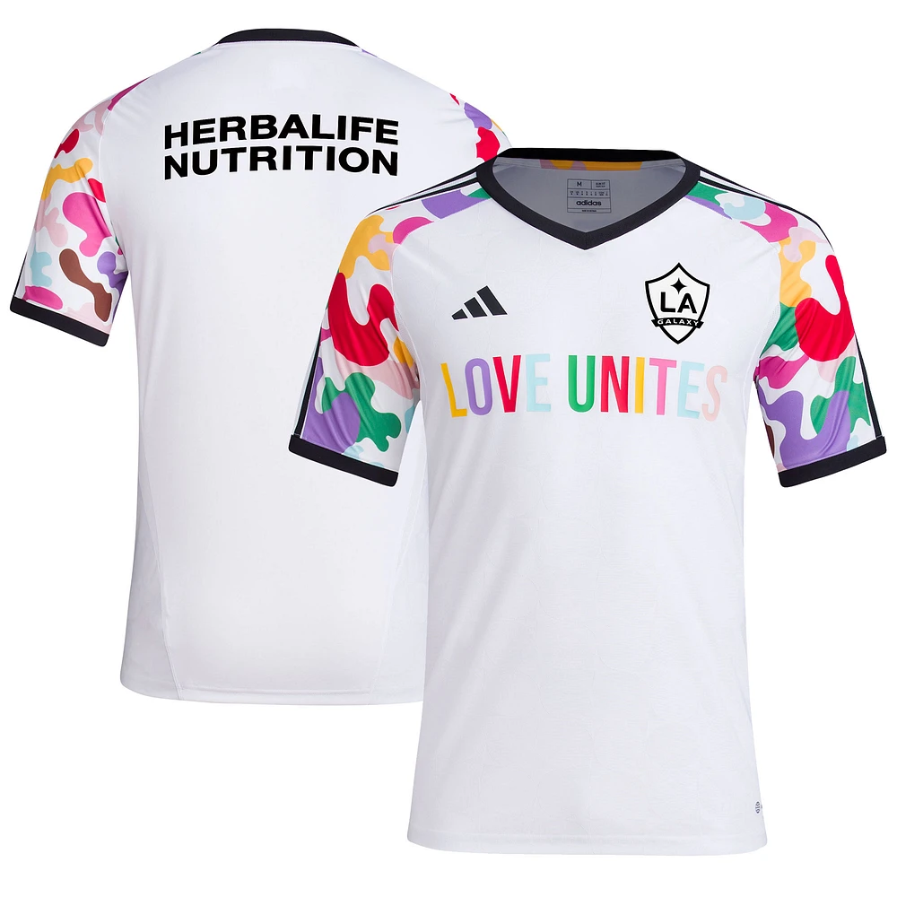 Men's adidas White LA Galaxy 2023 Pride Pre-Match Top