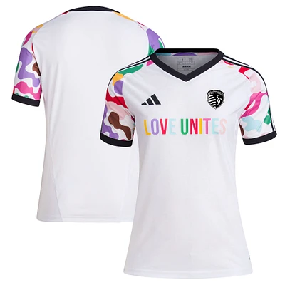 Women's adidas White Sporting Kansas City 2023 Pride Pre-Match Top